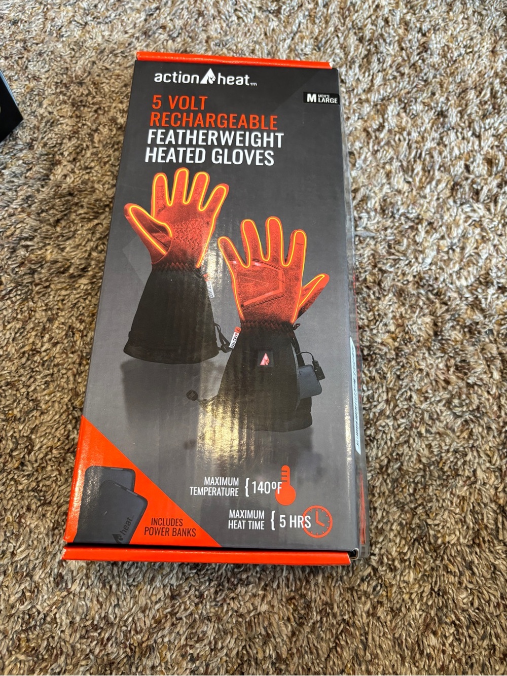 Action Heat Battery Powered Gloves Size Large